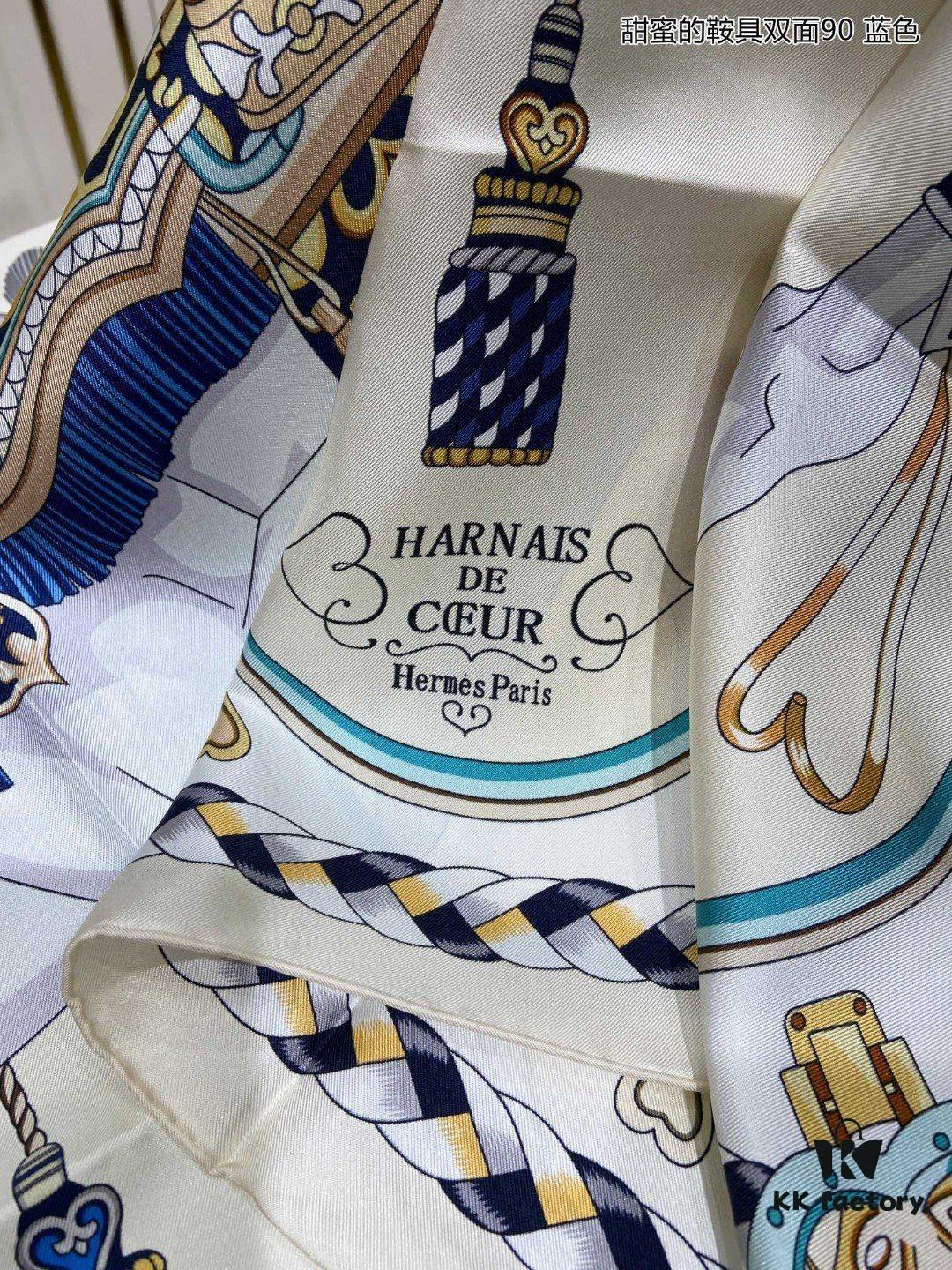 Luxury Custom Sweet Harness Double-Sided 90 Silk Scarf