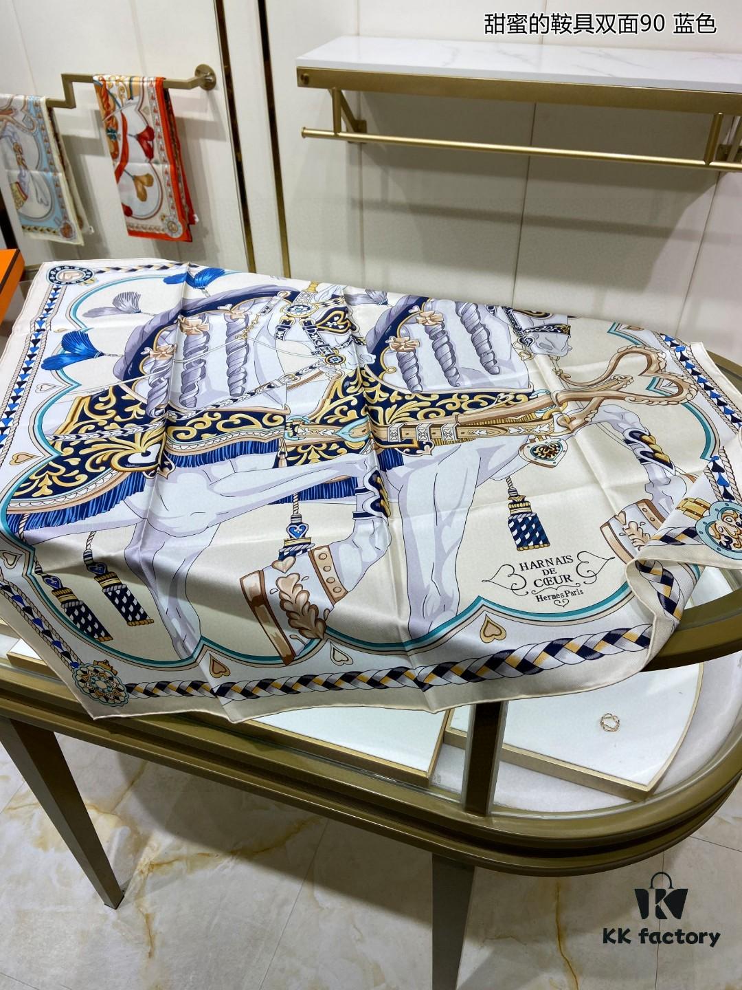 Luxury Custom Sweet Harness Double-Sided 90 Silk Scarf