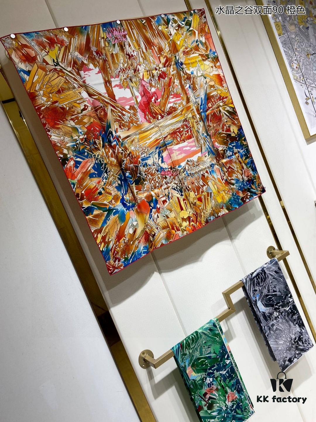 Luxury Custom Crystal Valley Double-Sided 90 Silk Scarf