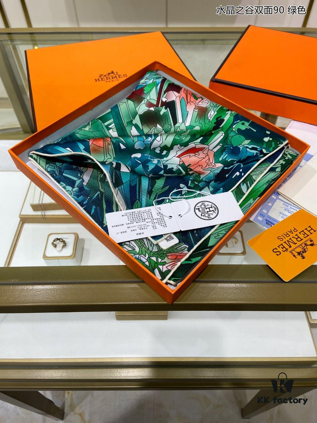 Luxury Custom Crystal Valley Double-Sided 90 Silk Scarf