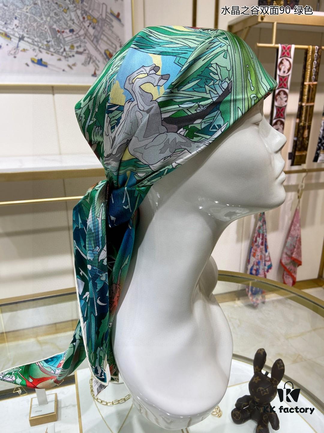 Luxury Custom Crystal Valley Double-Sided 90 Silk Scarf