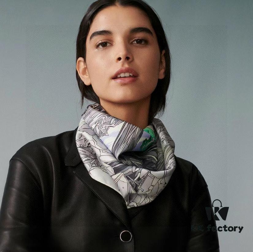 Luxury Custom Crystal Valley Double-Sided 90 Pure Silk Scarf