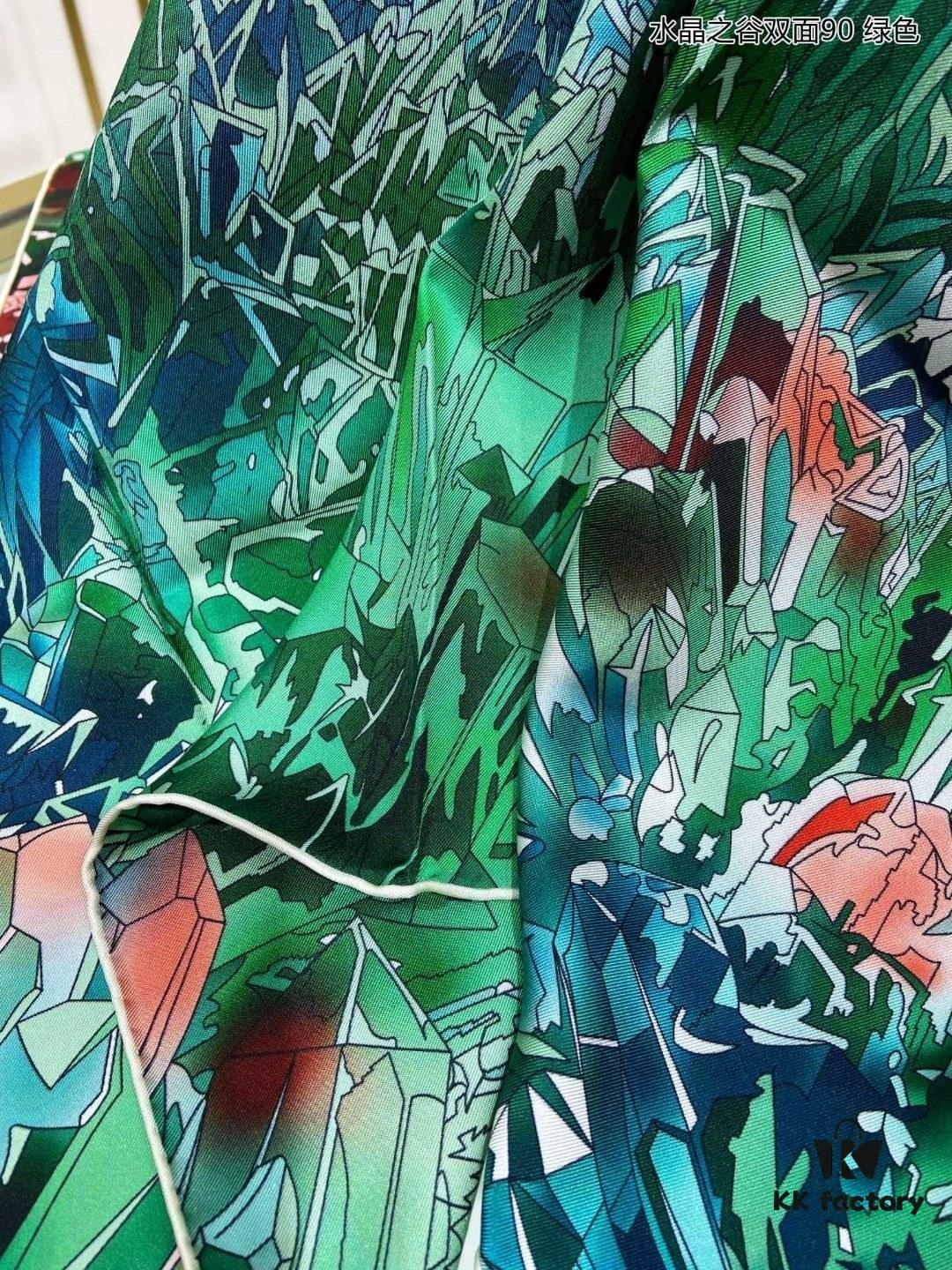 Luxury Custom Crystal Valley Double-Sided 90 Silk Scarf