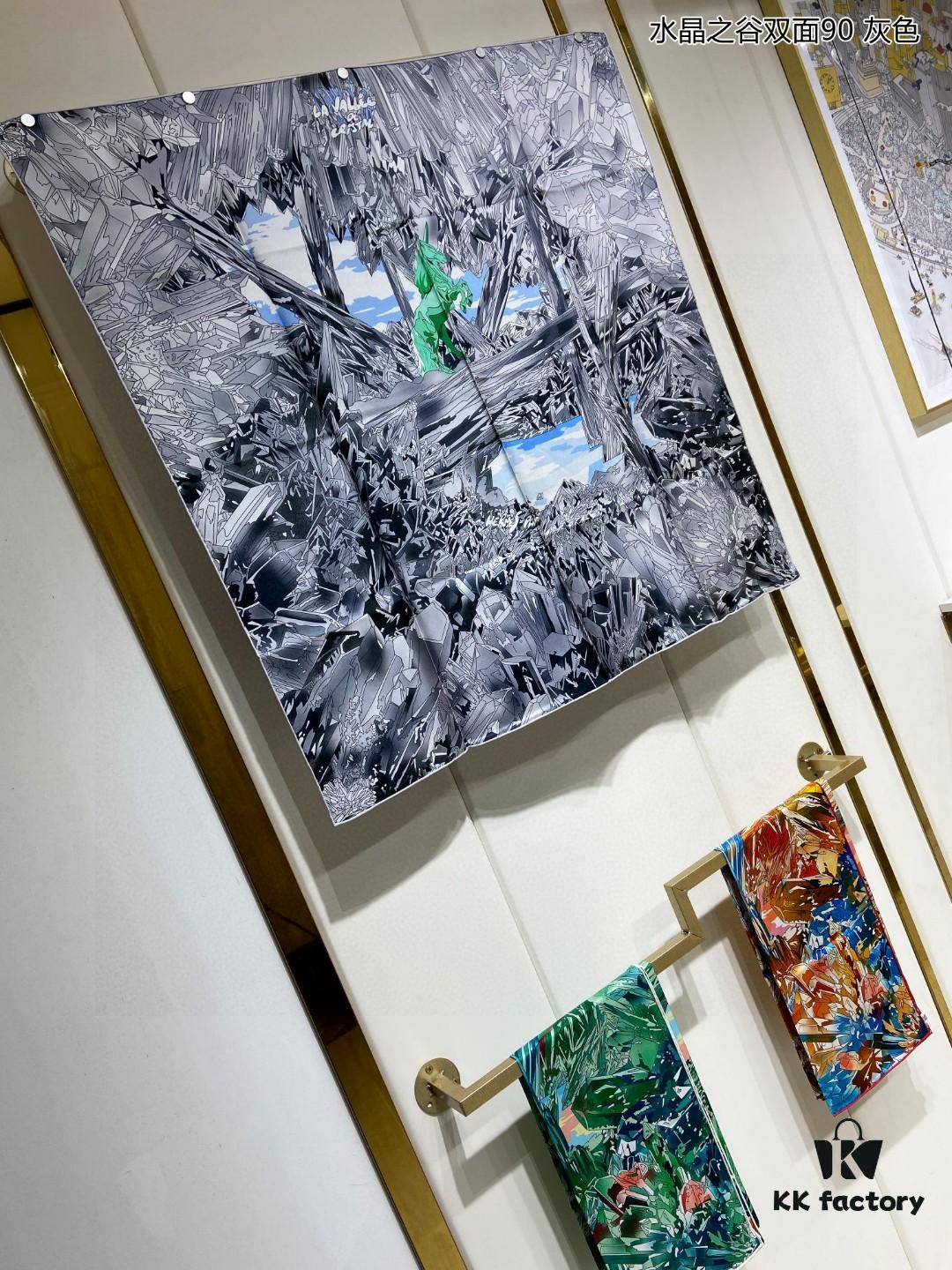 Luxury Custom Crystal Valley Double-Sided 90 Pure Silk Scarf