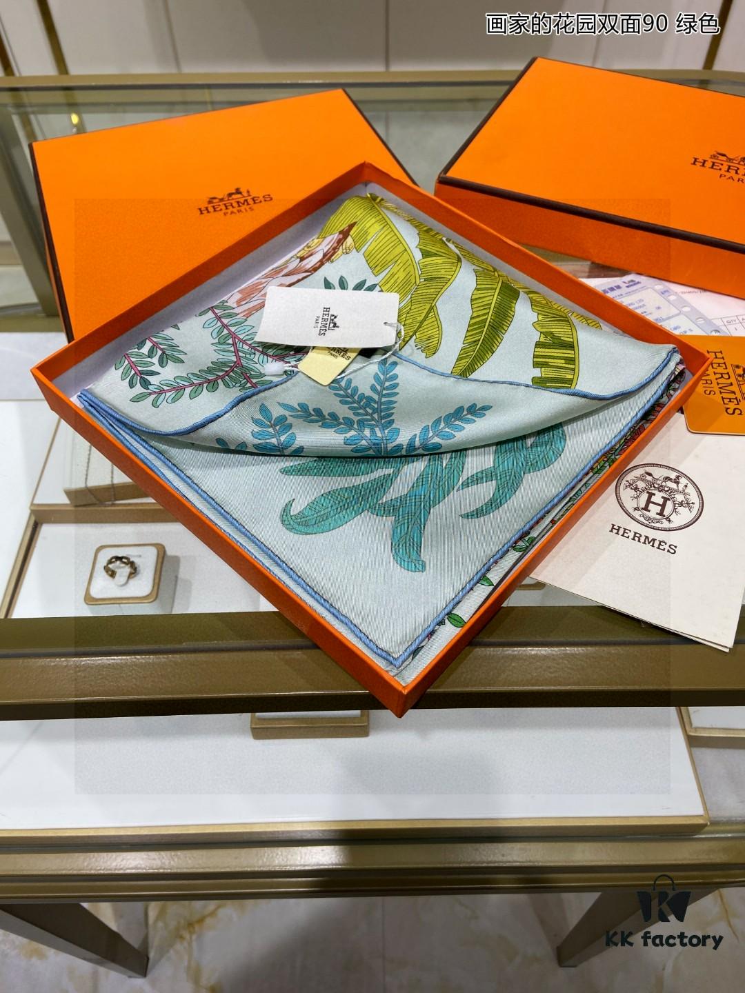 Luxury Custom 'Artist's Garden Double-Sided 90' Silk Scarf, 100% Premium 18 Momme Double-Faced Twill Silk, 90cm x 90cm