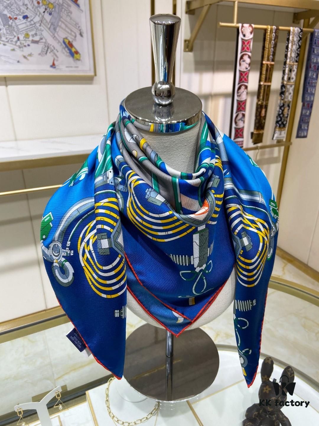 New Arrival 💫 Hermès-Style Single-Sided 100% Pure Silk Scarf, Top-Tier Craftsmanship, Stunning Design, 90cm x 90cm