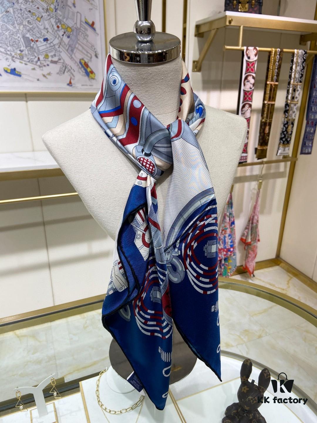 New Arrival💫 Hermès-Style Single-Sided 100% Premium Silk Square Scarf, 90cm x 90cm, Exquisite Craftsmanship, Highly Recommended!