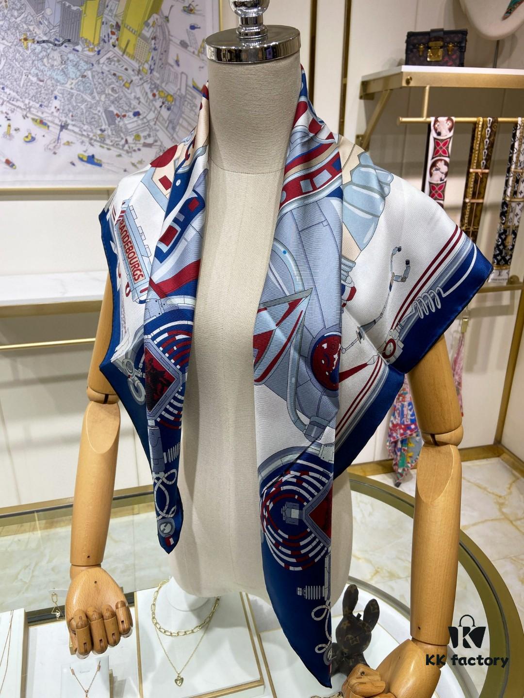 New Arrival💫 Hermès-Style Single-Sided 100% Premium Silk Square Scarf, 90cm x 90cm, Exquisite Craftsmanship, Highly Recommended!