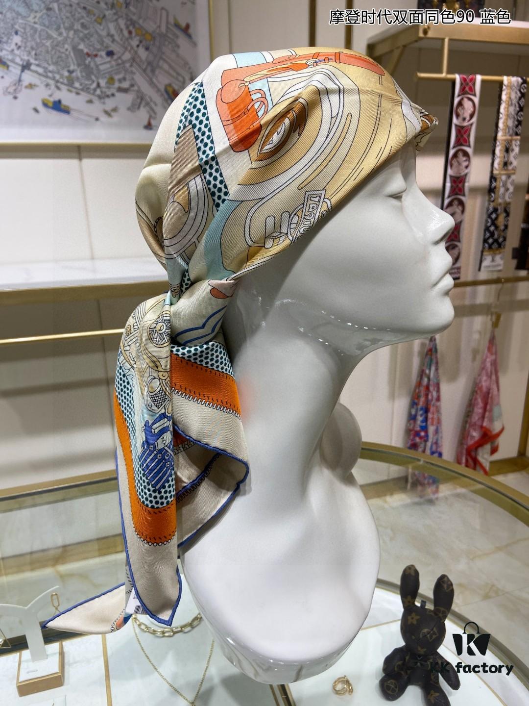 Luxury Custom Made Modern Era Double-Sided Solid Color 90% Silk Scarf