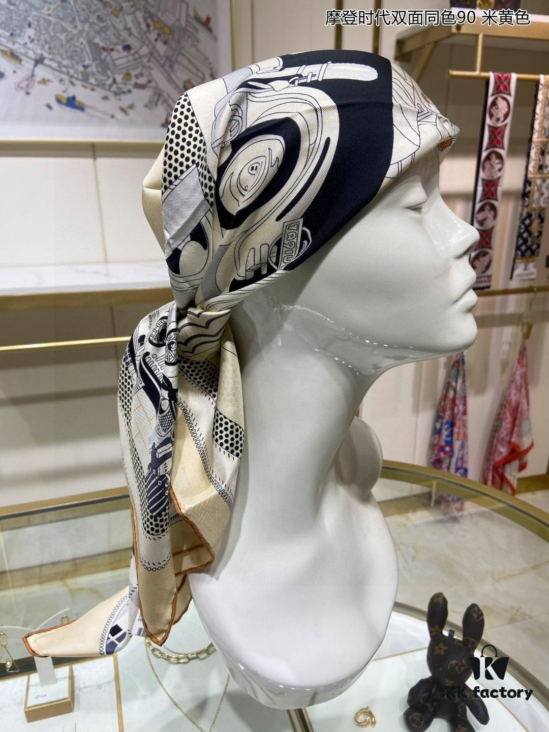 Luxury Custom Made Modern Era Double-Sided Solid Color 90 Silk Scarf