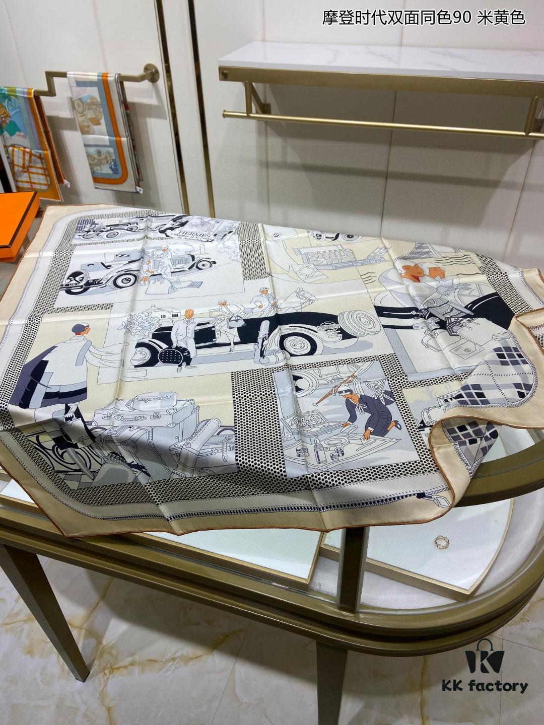 Luxury Custom Made Modern Era Double-Sided Solid Color 90 Silk Scarf