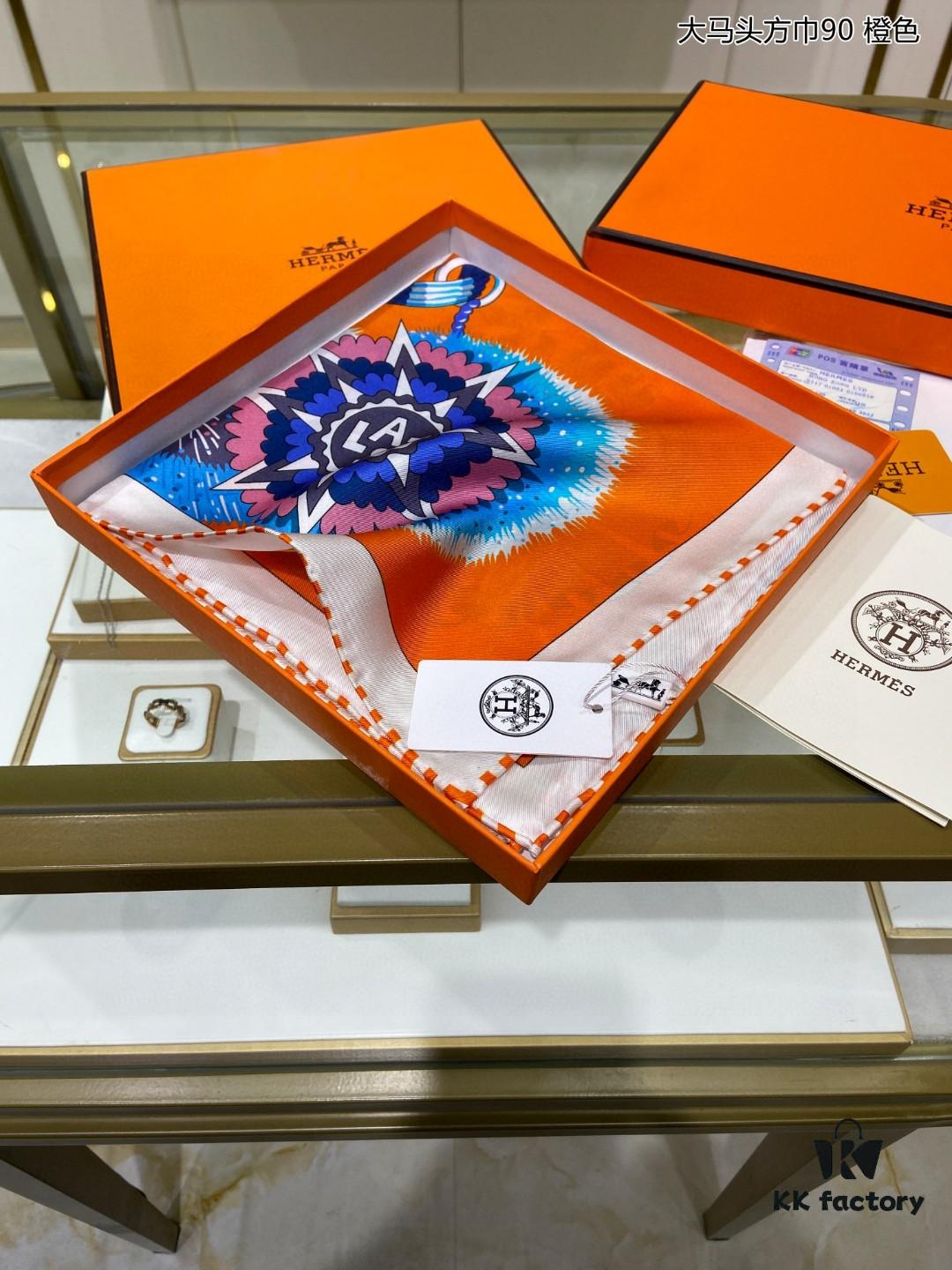 New Arrival 💫 Silk Scarf 'Large Horse Head Square Scarf 90' – 100% Premium Twill Silk, 90cm x 90cm, Top-Tier Craftsmanship, Highly Recommended!