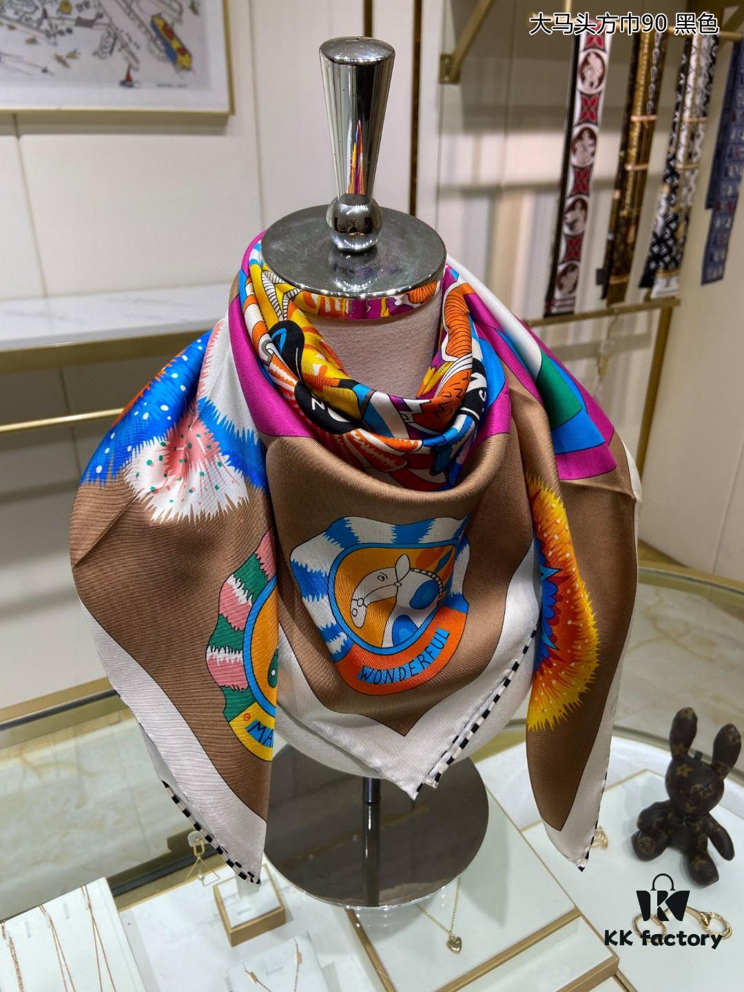 New Arrival 💫 Silk Scarf 'Malaysian Head Square 90' – Luxurious 100% Twill Silk, 90cm x 90cm, Top-Tier Craftsmanship, Highly Recommended!