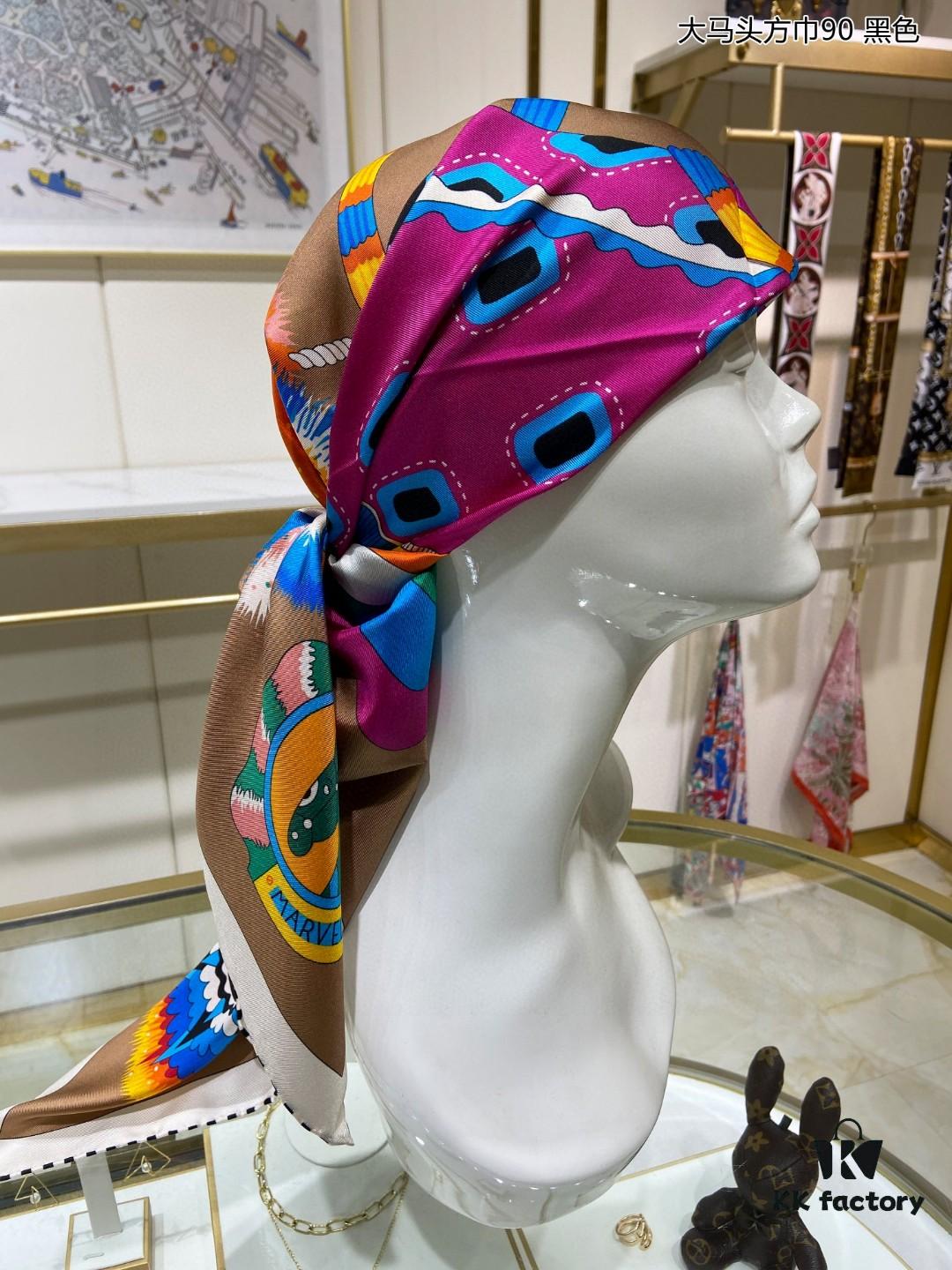 New Arrival 💫 Silk Scarf 'Malaysian Head Square 90' – Luxurious 100% Twill Silk, 90cm x 90cm, Top-Tier Craftsmanship, Highly Recommended!