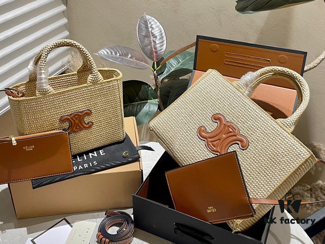 Celine Wicker Tote Bag, Raffia Handbag for Vacation Photography, Inspired by Celine