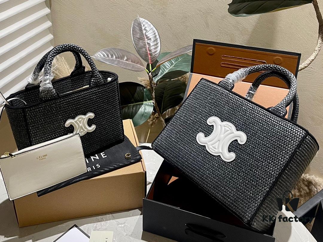 Celine Wicker Tote Bag 'Vegetable Basket' - Handwoven Raffia Beach Bag for Vacation Photography