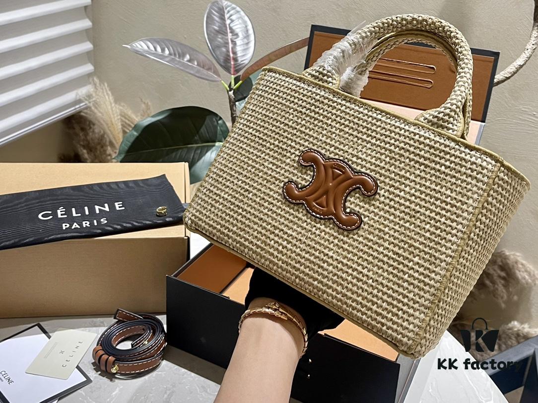 Celine Wicker Tote Bag, Raffia Handbag for Vacation Photography, Inspired by Celine