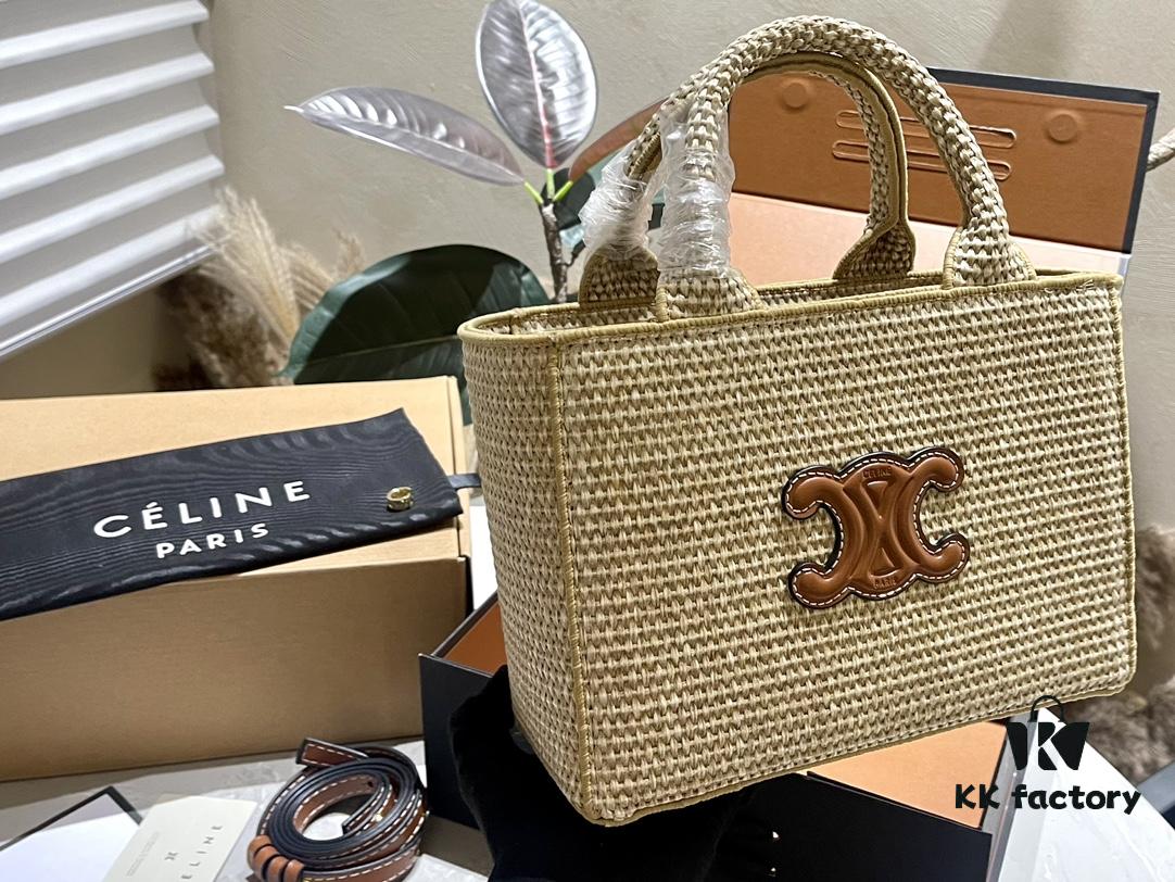 Celine Wicker Tote Bag, Raffia Handbag for Vacation Photography, Inspired by Celine