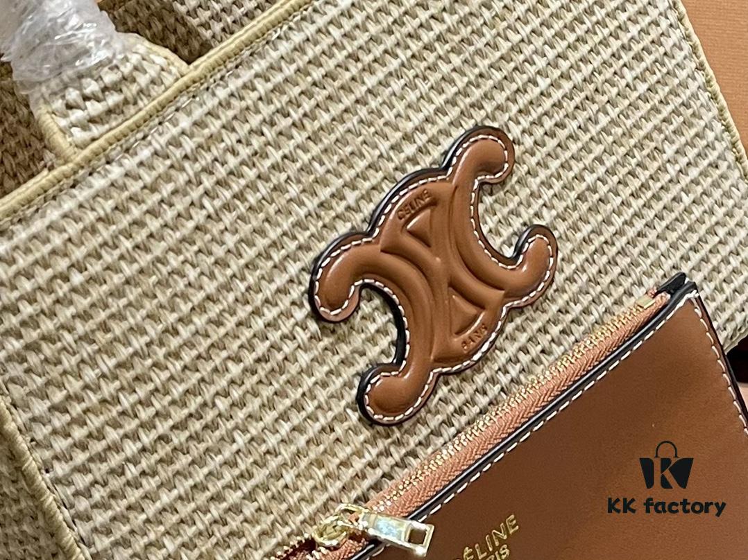 Celine Wicker Tote Bag, Raffia Handbag for Vacation Photography, Inspired by Celine