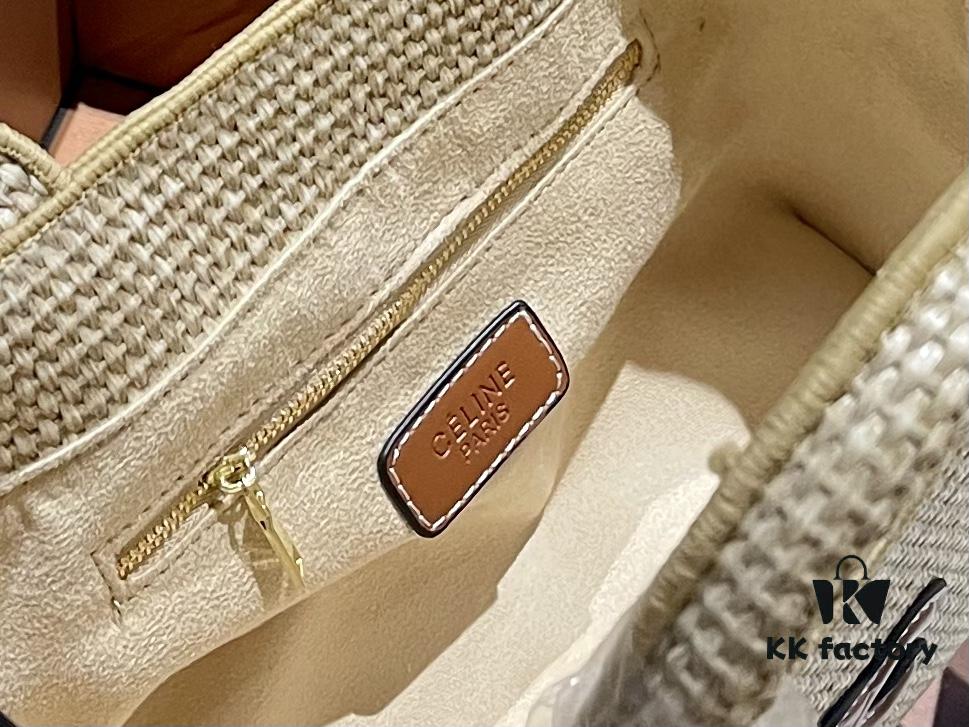 Celine Wicker Tote Bag, Raffia Handbag for Vacation Photography, Inspired by Celine