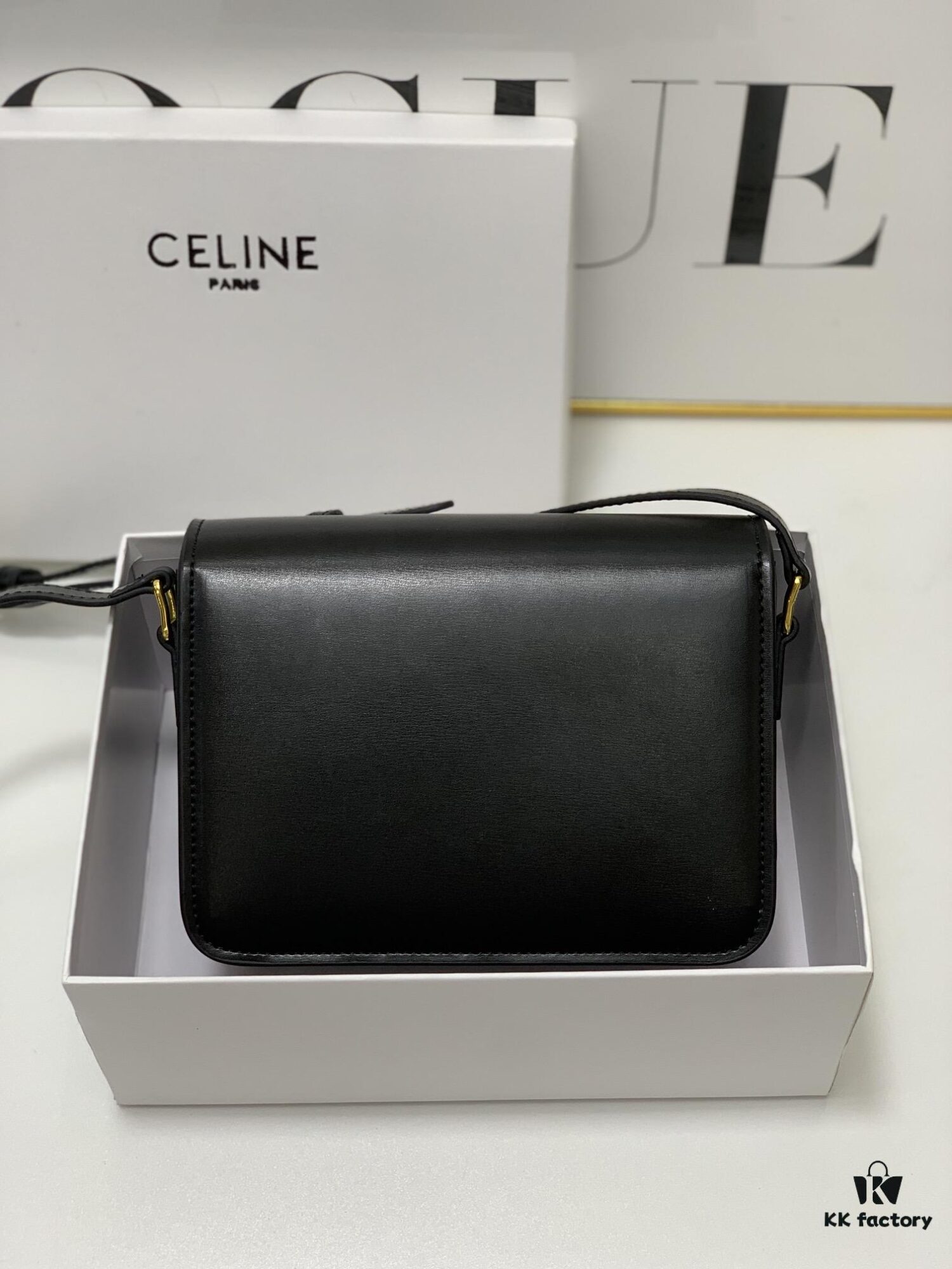 Celine Triomphe Hand-Rubbed Calfskin Shoulder Bag