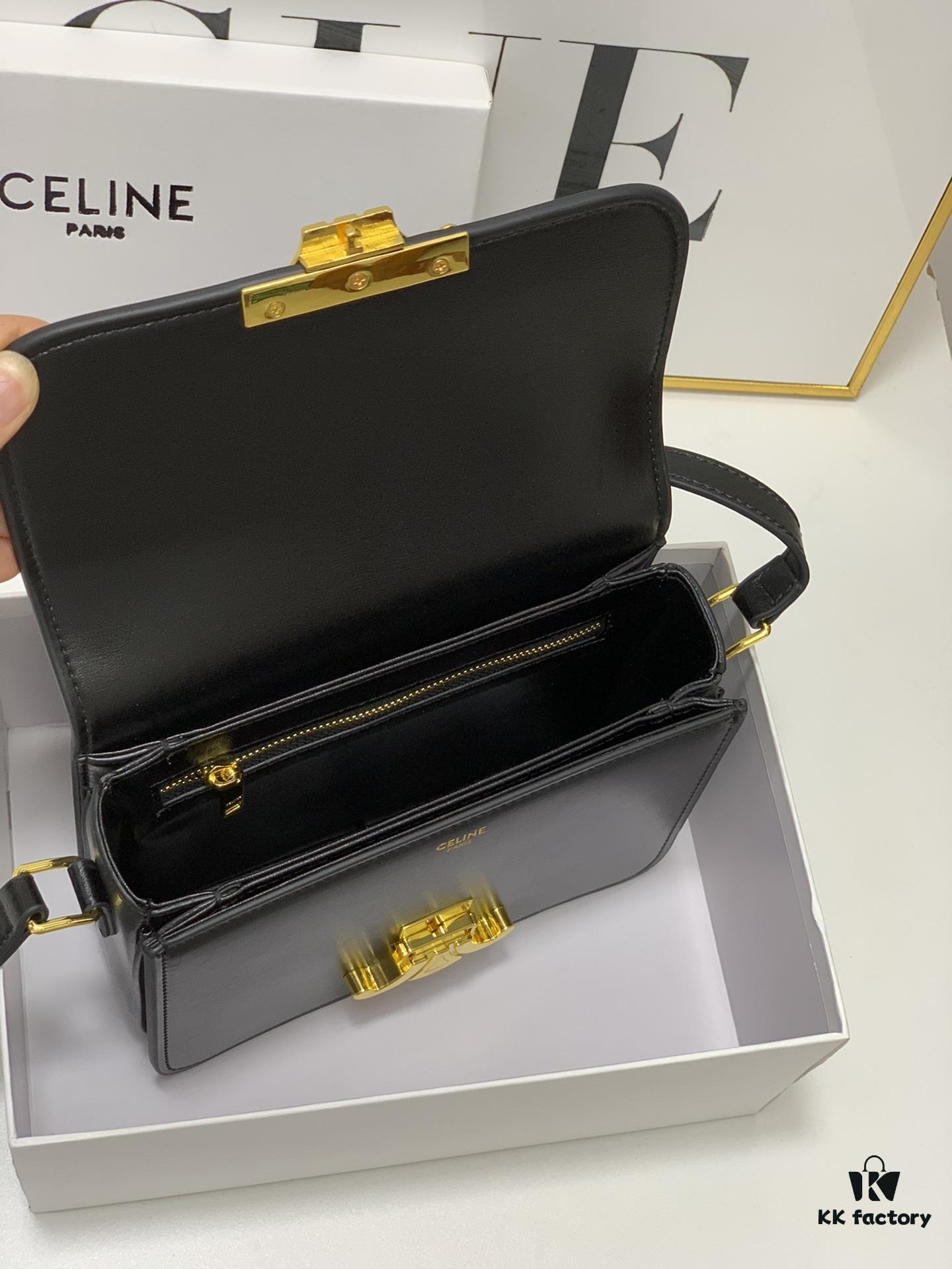 Celine Triomphe Hand-Rubbed Calfskin Shoulder Bag