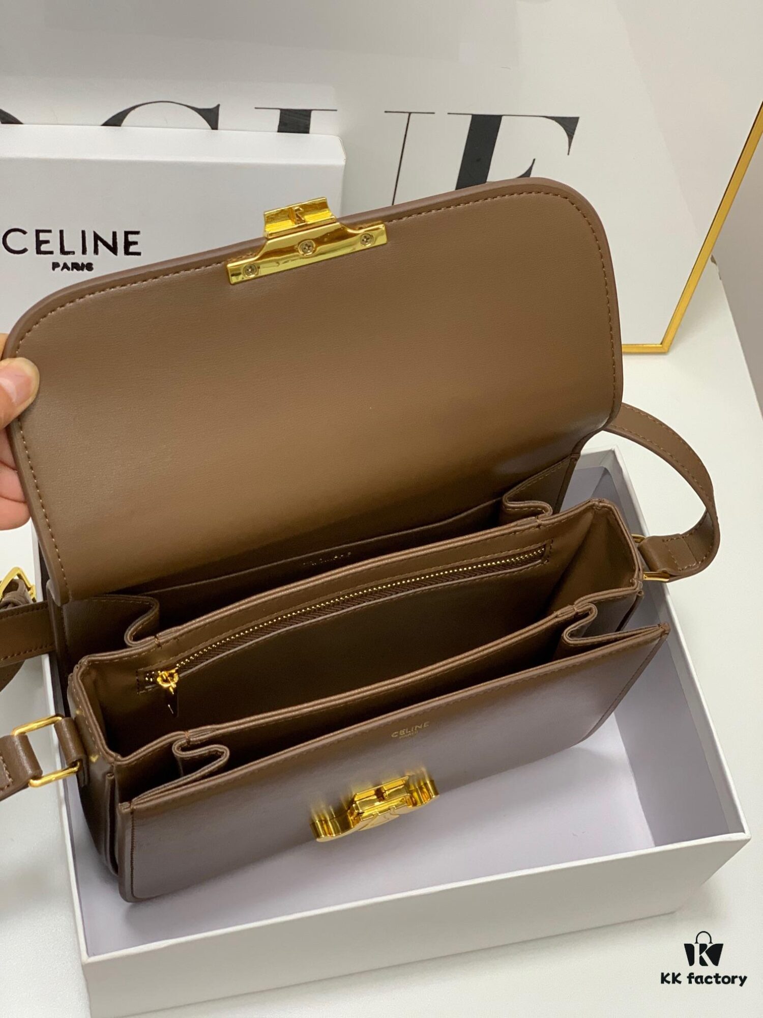 Celine Hand-Rubbed Grain Calfskin Triumph Arch Bag