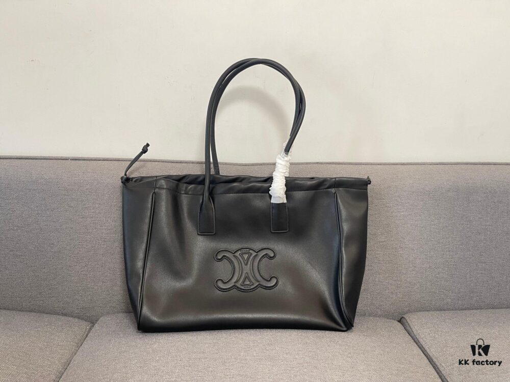 CELINE CABAS TRIOMPHE Large Drawstring Tote Bag in Soft Leather