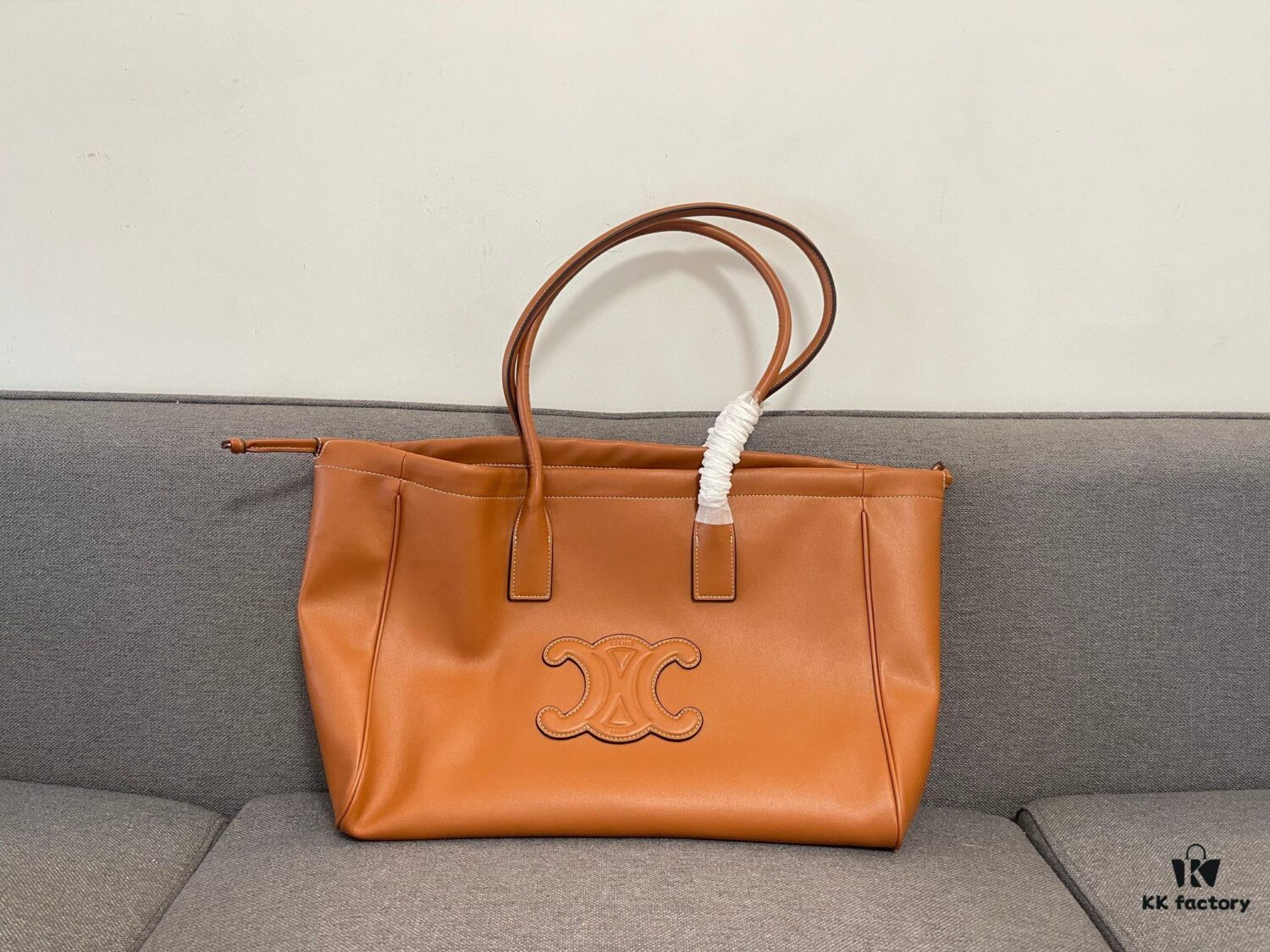 CELINE CABAS TRIOMPHE Large Drawstring Tote Bag in Soft Leather