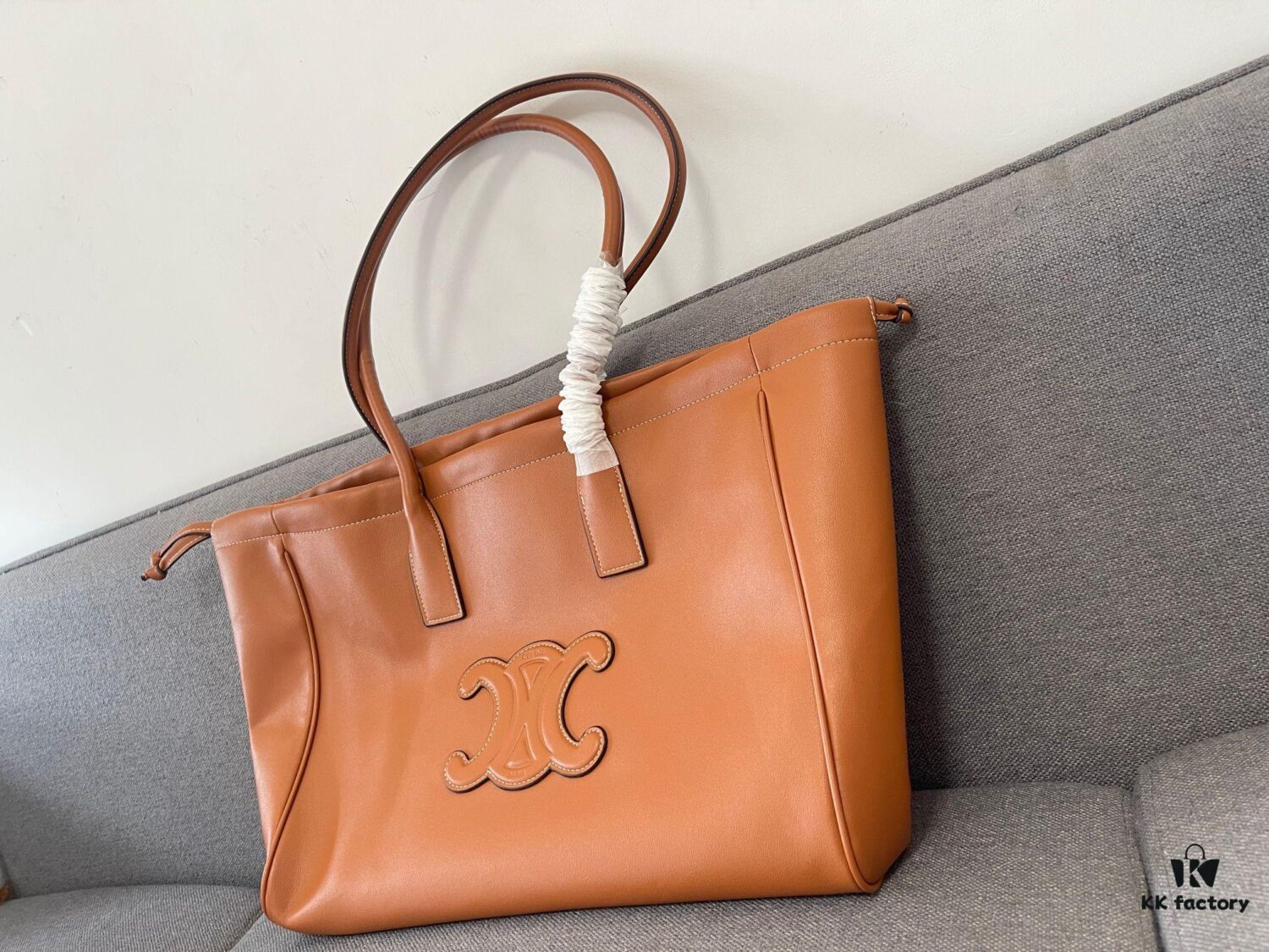 CELINE CABAS TRIOMPHE Large Drawstring Tote Bag in Soft Leather