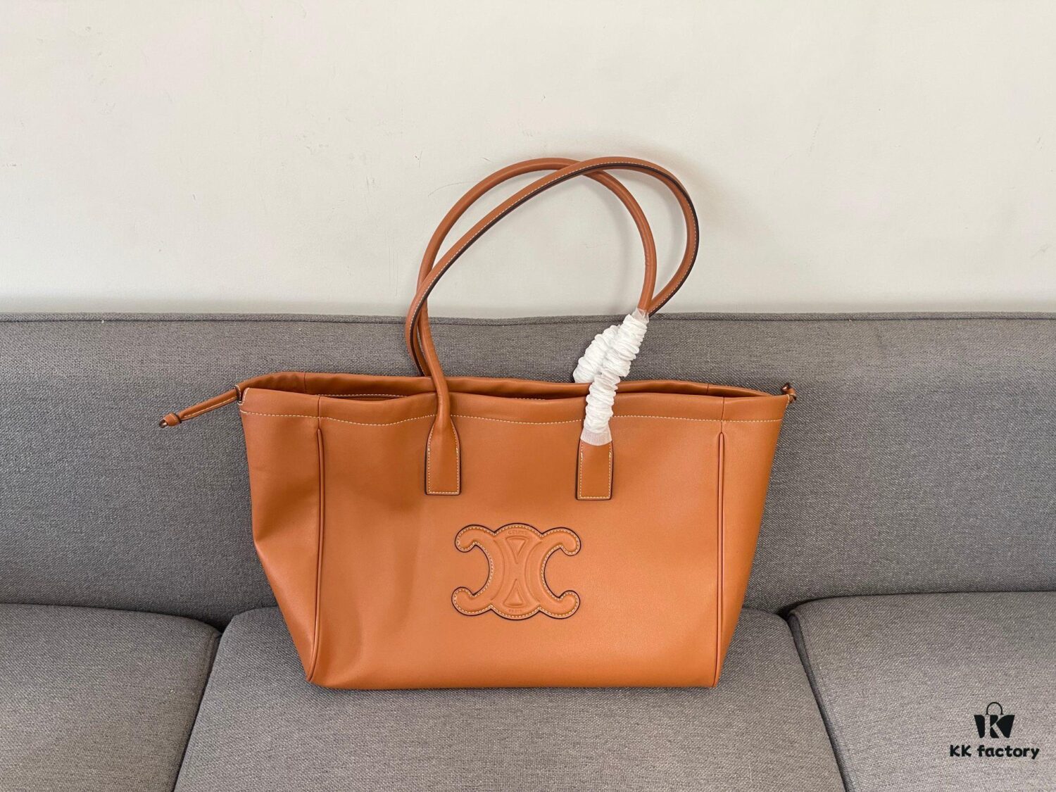 CELINE CABAS TRIOMPHE Large Drawstring Tote Bag in Soft Leather