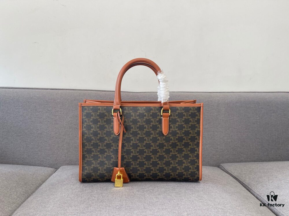 Small CELINE Spring-Summer Horizontal CABAS Tote Bag, Versatile and Stylish, Newly Released Compact Size | Classic Triumph Monogram Collection, Unisex Design, Highly Recommended by Bloggers and Celebrities