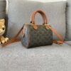 CELINE Small Triomphe Canvas Logo-Printed Calfskin Boston Bag