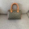 CELINE Small Triomphe Canvas Logo-Printed Calfskin Boston Bag
