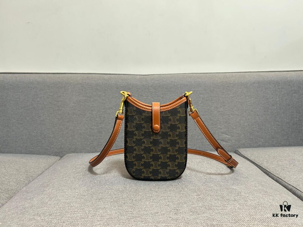 CELINE Phone Bag, Styling Essential, Material: Interior - Full-Grain Leather, Exterior - Vintage Pattern, Unisex Design, Must-Have Style