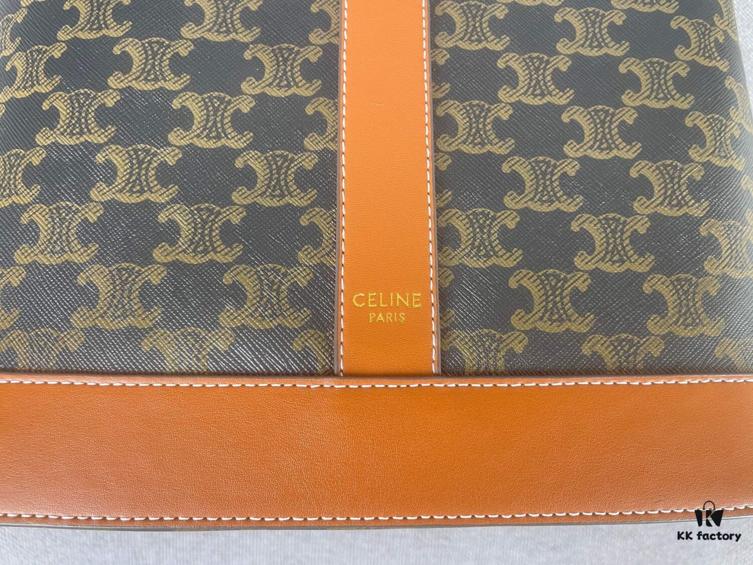 TRIOMPHE CANVAS Handbag. New Autumn-Winter CELINE CABAS Small Logo-Print Calfskin Leather Bag