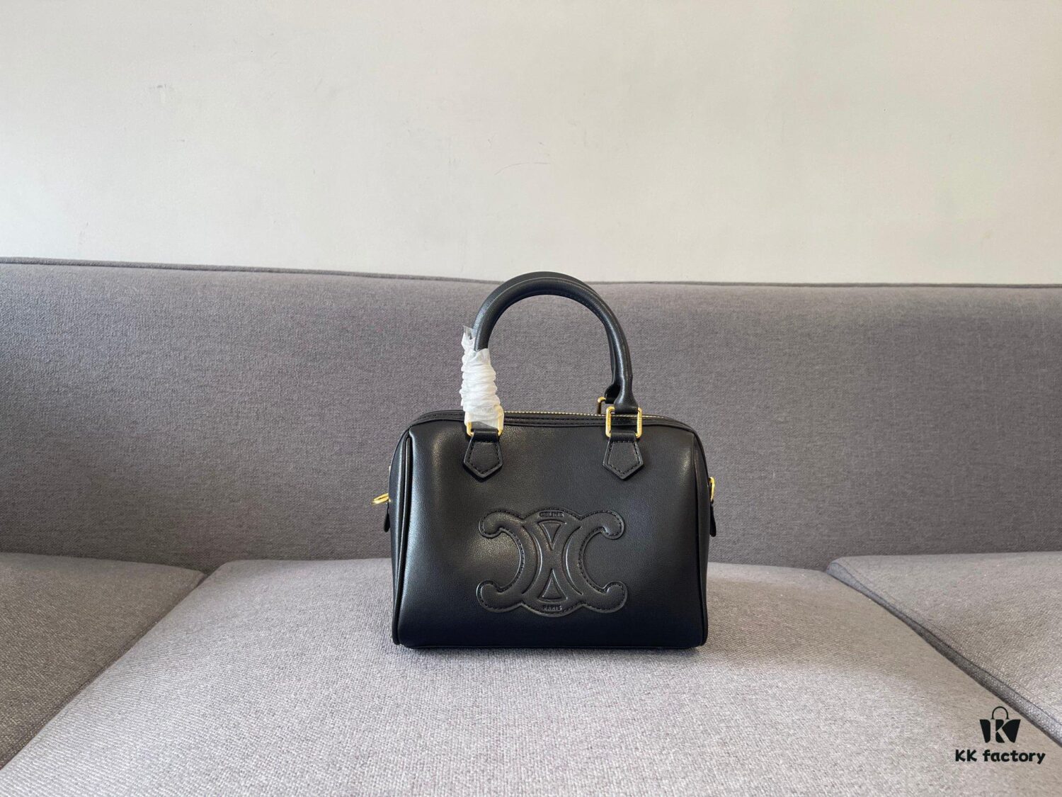 Celine Arc Triomphe Small Boston Pillow Bag in Leather and Fabric Materials