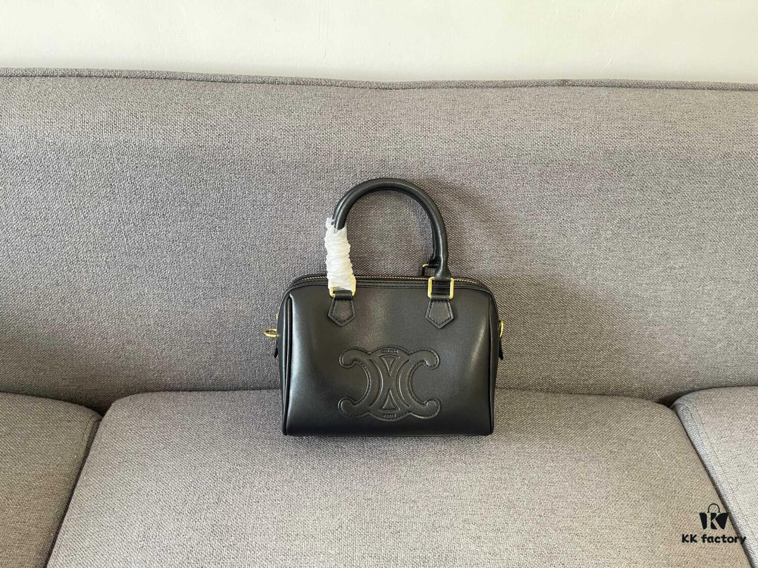 Celine Arc Triomphe Small Boston Pillow Bag in Leather and Fabric Materials