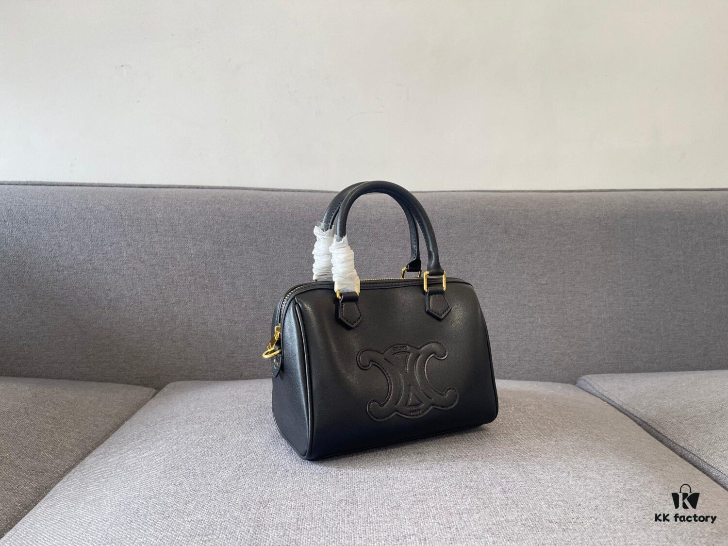 Celine Arc Triomphe Small Boston Pillow Bag in Leather and Fabric Materials