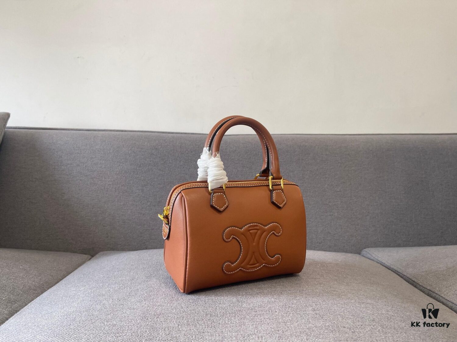 Celine Arcades Small Boston Pillow Bag in Leather and Fabric Materials