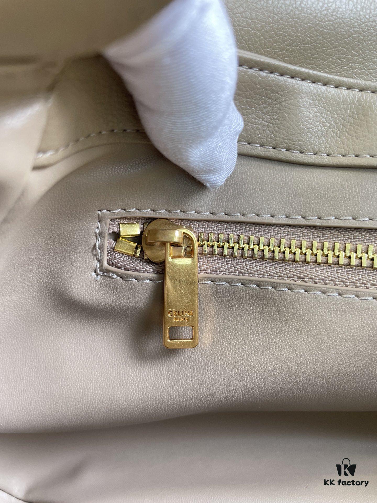 CELINE Spring-Summer Collection New Release POLLY Bag - Iconic Triomphe Logo, Wave-Bottom Design, Lambskin Lining, Magnetic Closure, Dual Carry Options