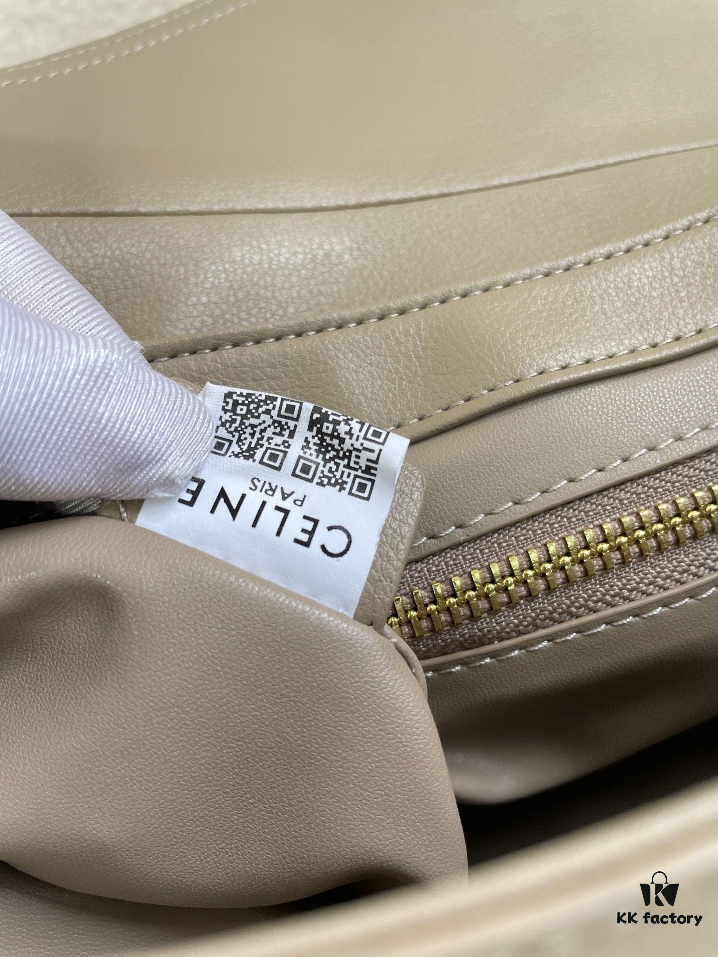 CELINE Spring-Summer Collection New Release POLLY Bag - Iconic Triomphe Logo, Wave-Bottom Design, Lambskin Lining, Magnetic Closure, Dual Carry Options