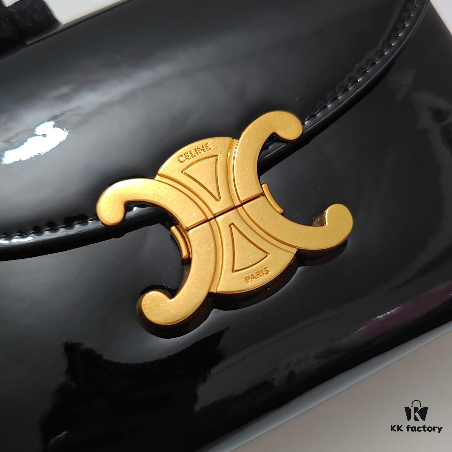 Upgraded Small Size Release Celine 2024 New Triumph Arch Handbag Patent Leather