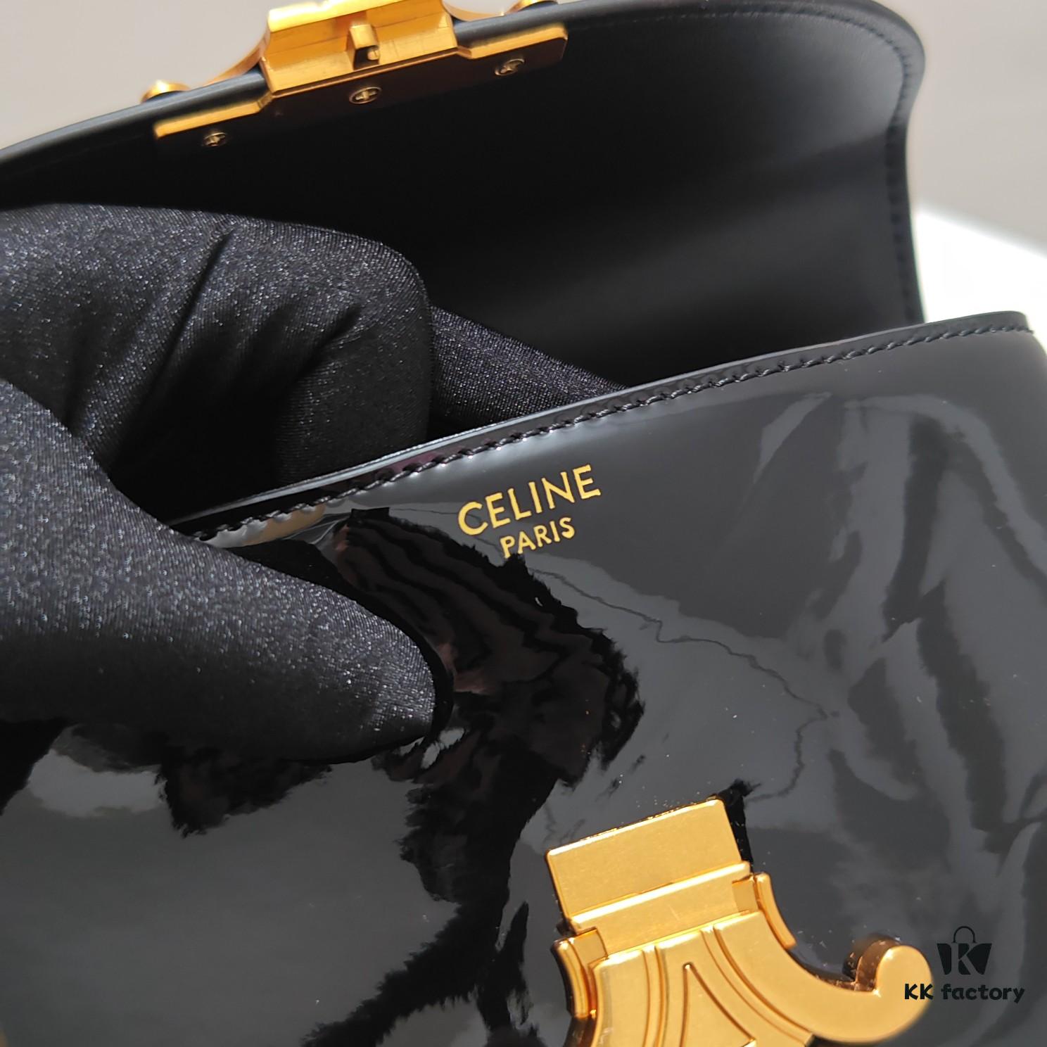 Upgraded Small Size Release Celine 2024 New Triumph Arch Handbag Patent Leather