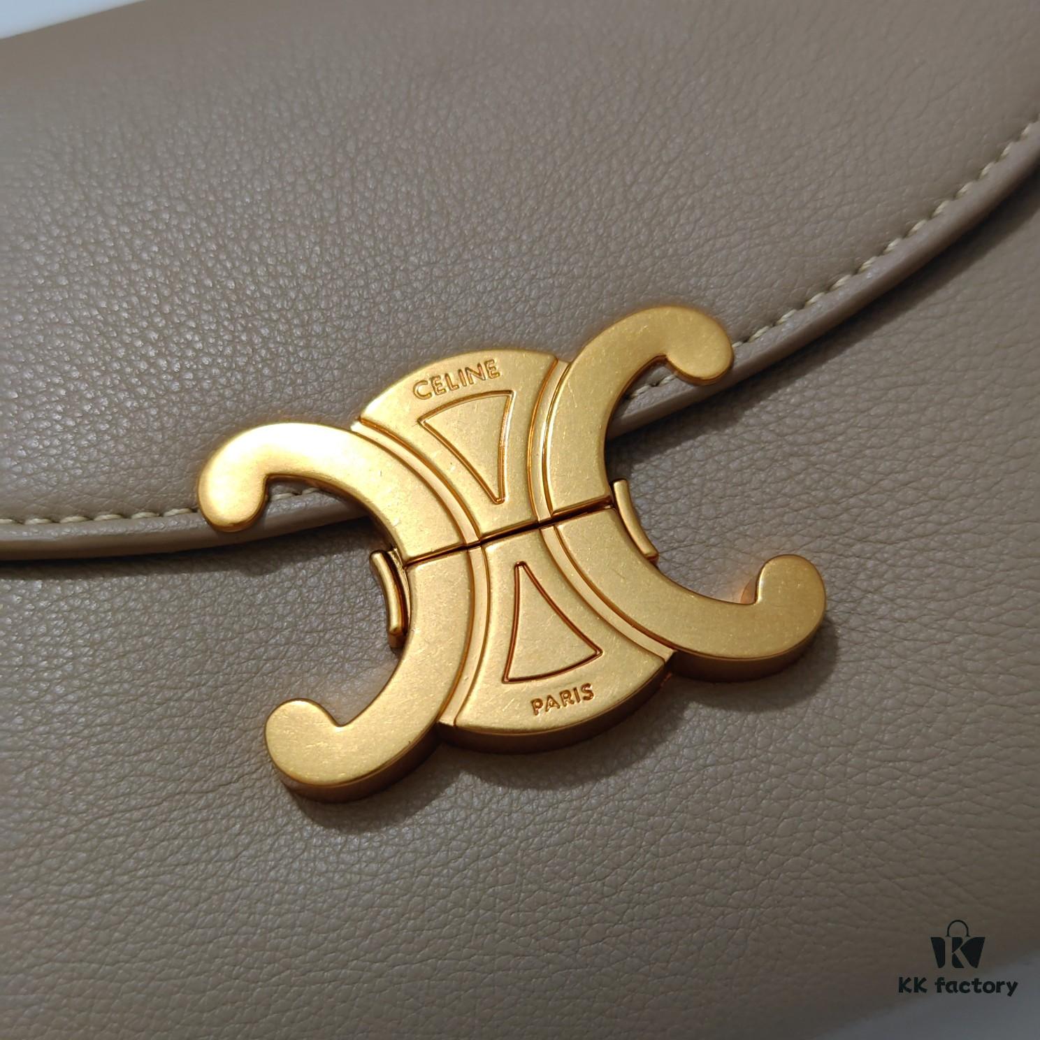 Quality Upgrade Small Size Celine 2024 New Arc Triomphe Bag, Cracked Grain Cowhide Leather