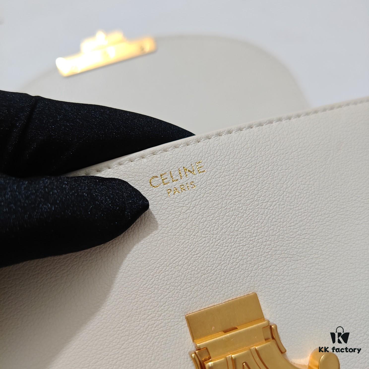 Quality Upgrade Small Size Celine 2024 New Archival Bag in Crispy Calf Leather