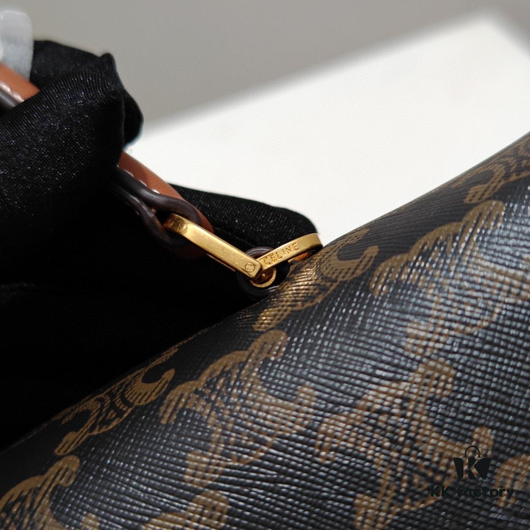 Top-Grade Cowhide, Crisply Textured Leather, Celine 2024 New Arrival Archival Handbag