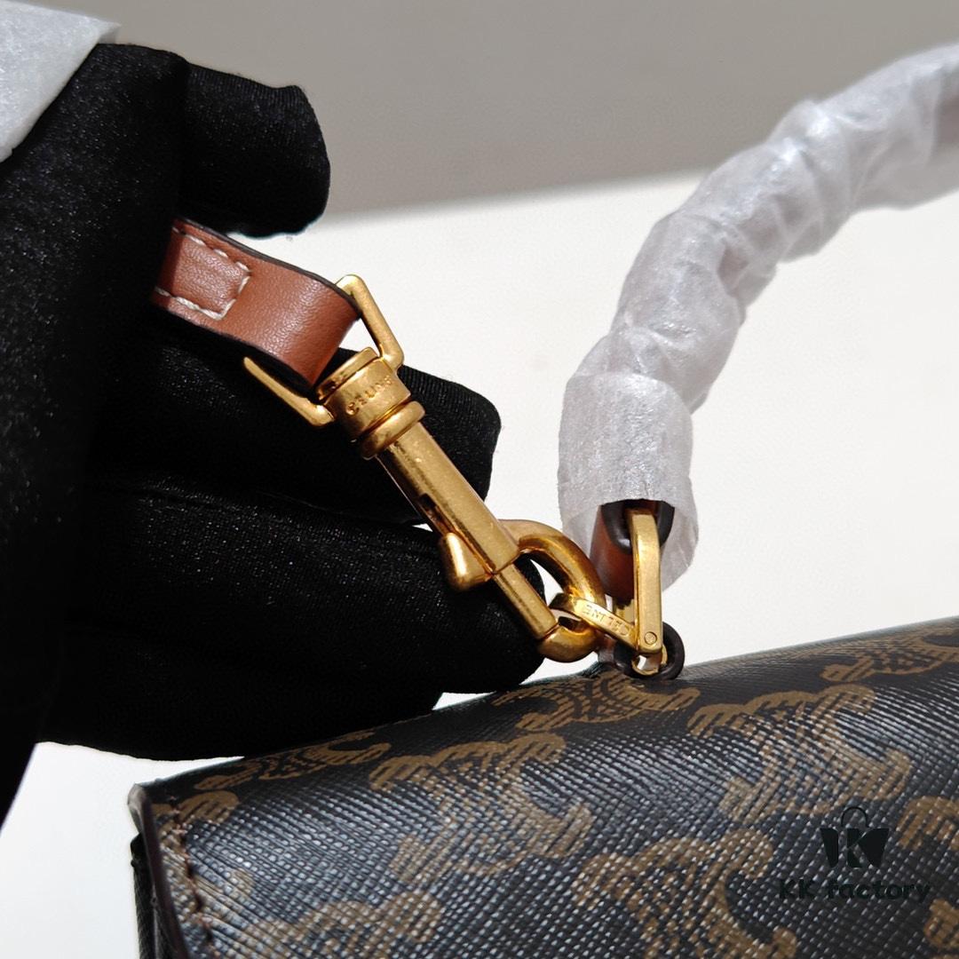 Top-Grade Cowhide, Crisply Textured Leather, Celine 2024 New Arrival Archival Handbag