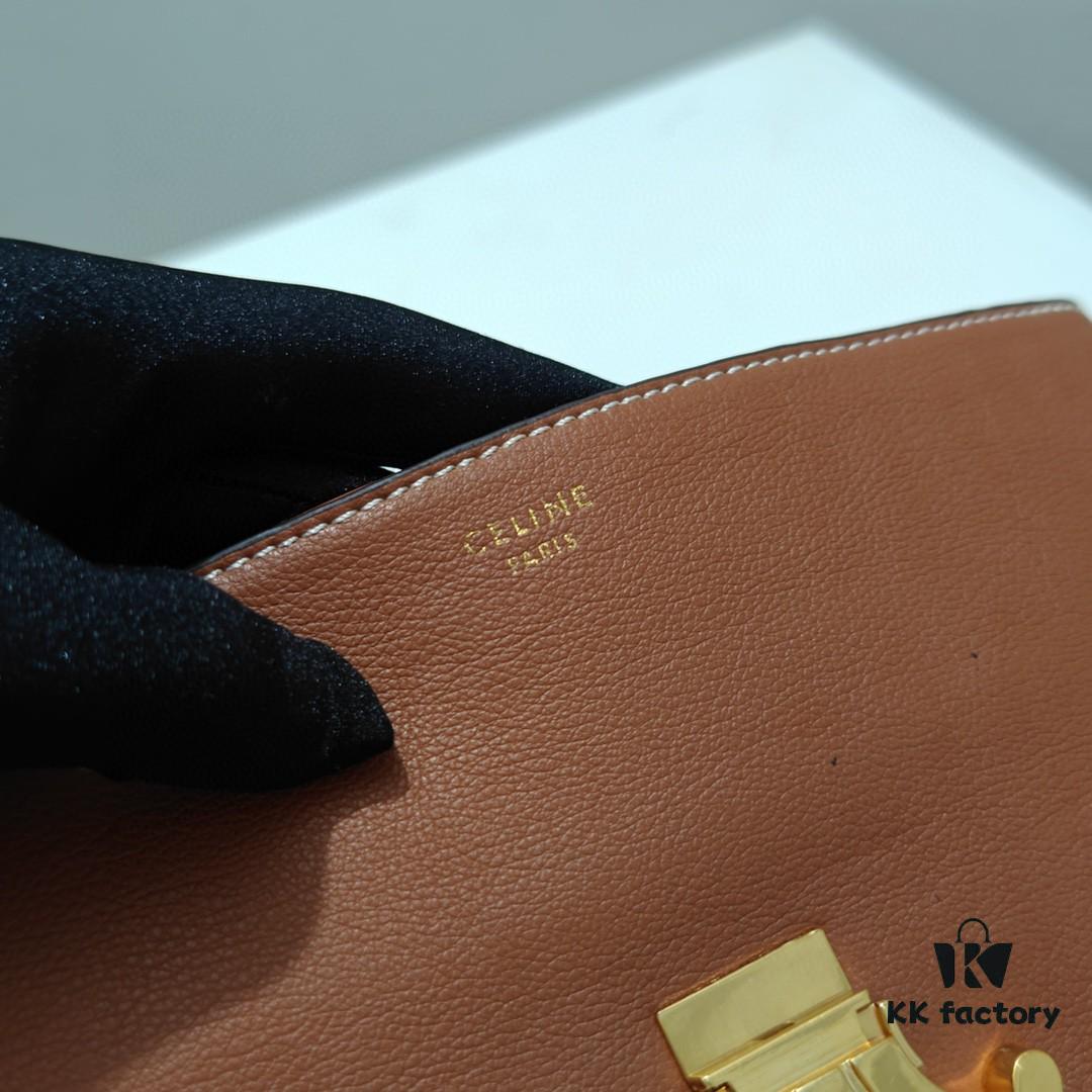 Celine 2024 New Arrival Archival Handbag in Crinkled Calfskin