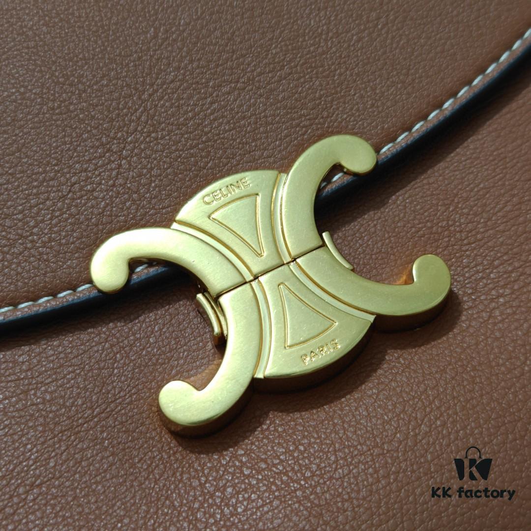 Celine 2024 New Arrival Archival Handbag in Crinkled Calfskin